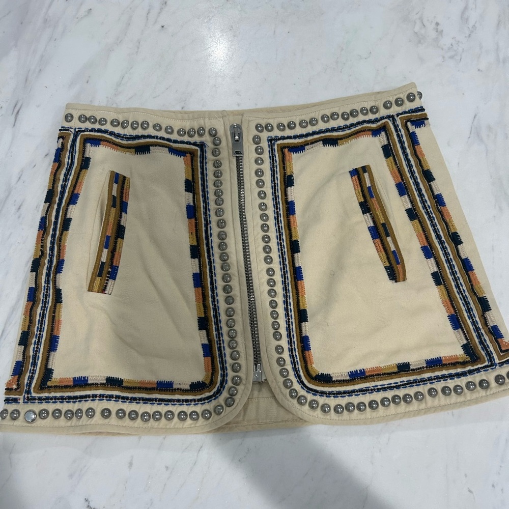 Beaded Isabel Marant size 38 mini skirt with front zipper